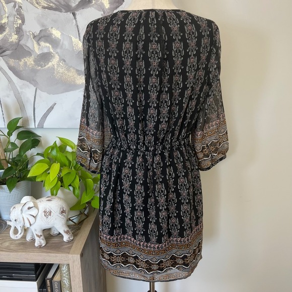 Boho Lace Up Mini Dress Cottage Folk Fairy Indie Festival Earthy Romantic - Picture 4 of 9